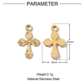 Detailed view of 25mm golden stainless steel cross pendant showing front and back textures - Gold-Carved Cross