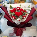 Exquisite handmade crochet bouquet with red hearts and flowers for Mother's Day gift - Heart Red