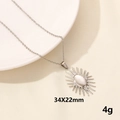 Silver celestial sunburst necklace pendant in stainless steel, size 34x22mm and weight 4g - Sunburst Radiance Pendant / Silver