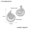 Orecchini a spirale in acciaio al titanio argento con strass e placcatura oro 18k - Acciaio al titanio / Argento Strass Bianchi