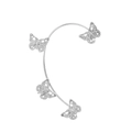 Elegant silver butterfly ear cuff with sparkling rhinestones and hollow design - Silver C Style Right