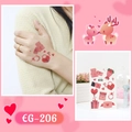 Tatuajes temporales de purpurina con corazones rojos y candados de amor para San Valentín - EG-206 (Pegatina de Tatuaje con Purpurina)