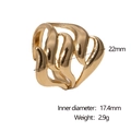 Detalle del anillo de ondas en oro 18k: diámetro interior 17,4 mm y ancho de 22 mm - Dorado
