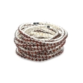 Elastic silver bracelet with multiple rows of sparkling deep red rhinestones - Silver Multi-layer Red Rhinestone