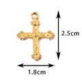 Gold vintage stainless steel cross pendant with rose engraving, size 2.5cm x 1.8cm - 2# / Gold