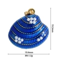 Detail showing blue enamel shell pendant with pearls measuring 19.3mm by 19.4mm - Blue Wave Shell Pearl