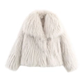 Chique gebroken witte faux fur jas met grote revers voor de herfst en winter 2025 - XS / Broken Wit