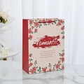 Pink romantic gift bag with rose border and red woven handles for weddings - Flower Sea - Blooming Time
