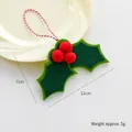 Decorazione natalizia in feltro con foglie di agrifoglio e bacche rosse, 12x7cm - Stile Agrifoglio Verde a Due Foglie