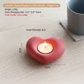 Minimalist matte pink heart-shaped ceramic candle holder, 12cm wide tabletop decor - Matte Red - Large Heart