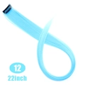 Single 22 inch clip-in blue synthetic hair extension piece with straight texture - Deep Blue (12)