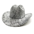 Macro-detail van zilveren westerse cowboyhoed met unieke zwarte marmeren textuur - M(56-58cm) / Zilver