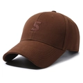 Dark brown baseball cap with embroidered S letter in cotton twill fabric - Adjustable / Coffee