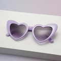 Fashionable lavender heart-shaped sunglasses with purple gradient lenses and glitter frame - Purple Frame Double Gray Lens