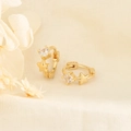 Boucles d'oreilles créoles étoile en argent S925 doré avec zircons blancs - Doré