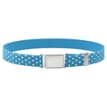 Blue elastic kids belt with white polka dots and flat magnetic buckle closure - Blue Polka Dot
