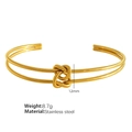 Bracciale rigido nodo intrecciato in acciaio inossidabile dorato da donna accessorio - Oro Doppia Linea