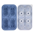 Stampo in silicone blu a 4 cavità per cubetti di ghiaccio a forma di gatto con coperchio - Bulldog Francese / Blu scuro