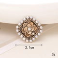 Macro shot of vintage style 2.1cm square bronze charm with pearls and crystal inlay - D1724 Single Rhinestone Flower
