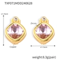 Pink square zircon copper drop earrings for women with detailed size measurements - Gold Light Pink Zircon Earrings