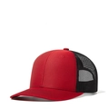 Classic curved brim trucker hat in red and black breathable mesh for outdoor sun protection - Adjustable / Red + Black Mesh
