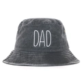 Vintage washed cotton baseball cap in dark grey with white DAD 3D embroidery - Washed Grey DAD Embroidery Bucket Hat