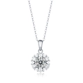 Classic 925 sterling silver snowflake necklace featuring a 1 carat moissanite stone - (s925 Silver + Moissanite P10470-65/1 Carat/6.5mm) / Chain Length 40cm + 5cm (extension Chain)
