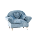 Blue velvet sofa jewelry box with heart backrest and silver metal legs - A106 Heart Back Long Sofa: 20.5*4.5*14.5cm