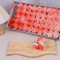 Soap rose flower gift box featuring red and white gradient petals for Valentine's decoration - 3 Layers (50 Pcs/Box) / Red White Gradient