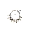 Punk style stainless steel septum ring with five sharp spikes and smooth metal finish - 7 Spikes 2 Balls 1.2*8mm / Steel