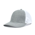 Breathable Richardson 112 style mesh trucker hat in grey and white color contrast - Adjustable / Light Grey + White Mesh