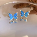 Blue Wing Gold Edge Butterfly Rhinestone (36# Silver Pin)