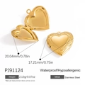 Medaglione a cuore in acciaio inossidabile dorato lucido con dimensioni e vista aperta - PJ91124/Oro/Liscio Piccolo/20mm