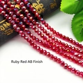 Strand of deep crimson red AB coated faceted glass beads for DIY jewelry making - Size 1 (Approx 2mm) / Dark Red AB Color