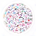 White acrylic round alphabet beads with colorful capital letters for DIY jewelry making - White + Colorful Text