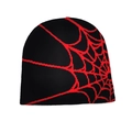 Berretto in maglia jacquard ragnatela nera e rossa per calore invernale all'aperto - Cappello Nero Ragnatela Rossa