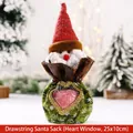 Green shiny Santa Claus drawstring gift bag with heart window and snowflake patterns - Drawstring Transparent Heart Apple Bag Santa Claus