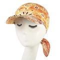 Detail of orange paisley bandana cap featuring breathable fabric and sun protection brim - L / Orange
