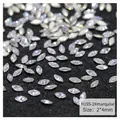 Marquise cut 2x4mm clear silver nail art rhinestones with rainbow fire on black background - White Marquise (H195-2#)