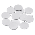 Polished stainless steel round blank tags with small hanging rings for DIY jewelry design - Single Bail / 6mm / Steel