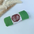 Green pleated cotton viscose scarf with wrinkle texture and vintage paper band - Style #11