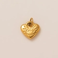 Golden heart pendant with embossed evil eye motif and 18K gold plated stainless steel finish - Gold Sincere Heart Pendant