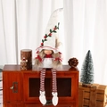Gnome de Noël à longues jambes avec chapeau brodé blanc et rayures rouges décoration - Poupée Sorcière Blanche