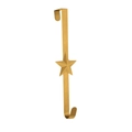 Detailed view of a gold metal over-the-door wreath hook with a 3D star decoration - Star (Gold)