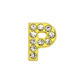 Golden 8mm letter P slider charm with sparkling clear rhinestones for DIY bracelet - 8mm Gold Rhinestone Letter-P