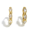 Gold plated stainless steel hoop earrings with marquise-cut zircons in a pair set - Mini Marquise Zirconia Huggie - Gold