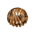 Detail view of the tortoiseshell pattern on an expandable bird nest hair ring - Yellow Leopard