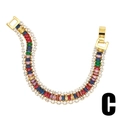 Bracelet à trois rangées de zircons arc-en-ciel avec pierres colorées et or rose - Bracelet en Zirconia Multicolore Arc-en-Ciel à Trois Rangs (C)