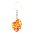 Detail of cute PVC flip-flop keychains with white flowers on a durable metal keyring - Slipper