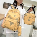 Three-piece school backpack set in bright yellow with grey bear prints and lunch bag - Yellow Silhouette Bear (23)